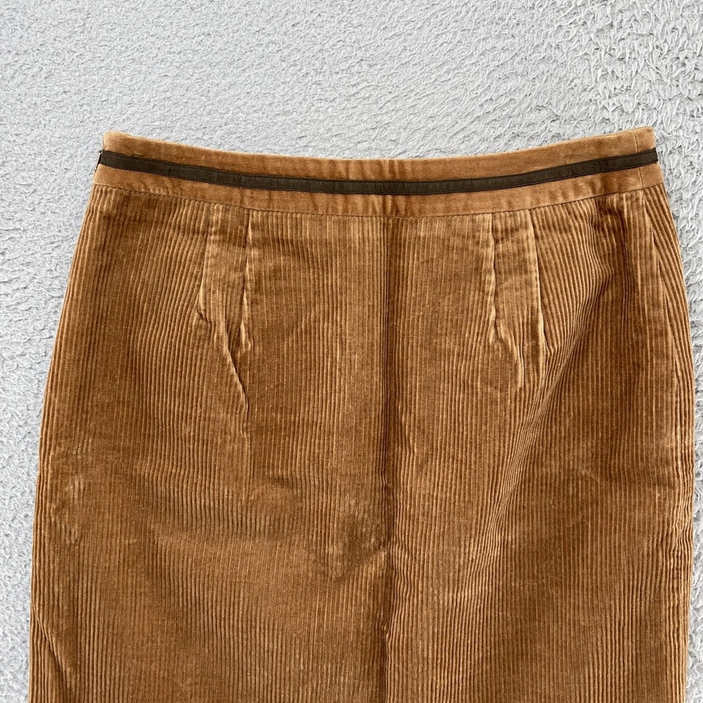 Loft Y2K Corduroy Skirt Womens 6 Brown Tweed Trim Knee Length Fall Office - Picture 9 of 13